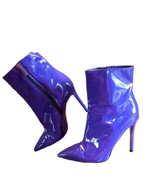 IDENTITA "DALIT" PURPLE PATENT LEATHER HANDCRAFTED ITALIAN BOOTS (37)